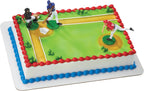 DecoSet® Batter Up 3 Piece Decorations Set, Cake and Cupcake Toppers for Baseball Themed Birthdays, Celebrations, and Parties, Food Safe, Re-usable, Red, Blue