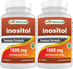 Best Naturals Inositol 1000 mg 120 Tablets (120 Count (Pack of 1)) (120 Count (Pack of 2))