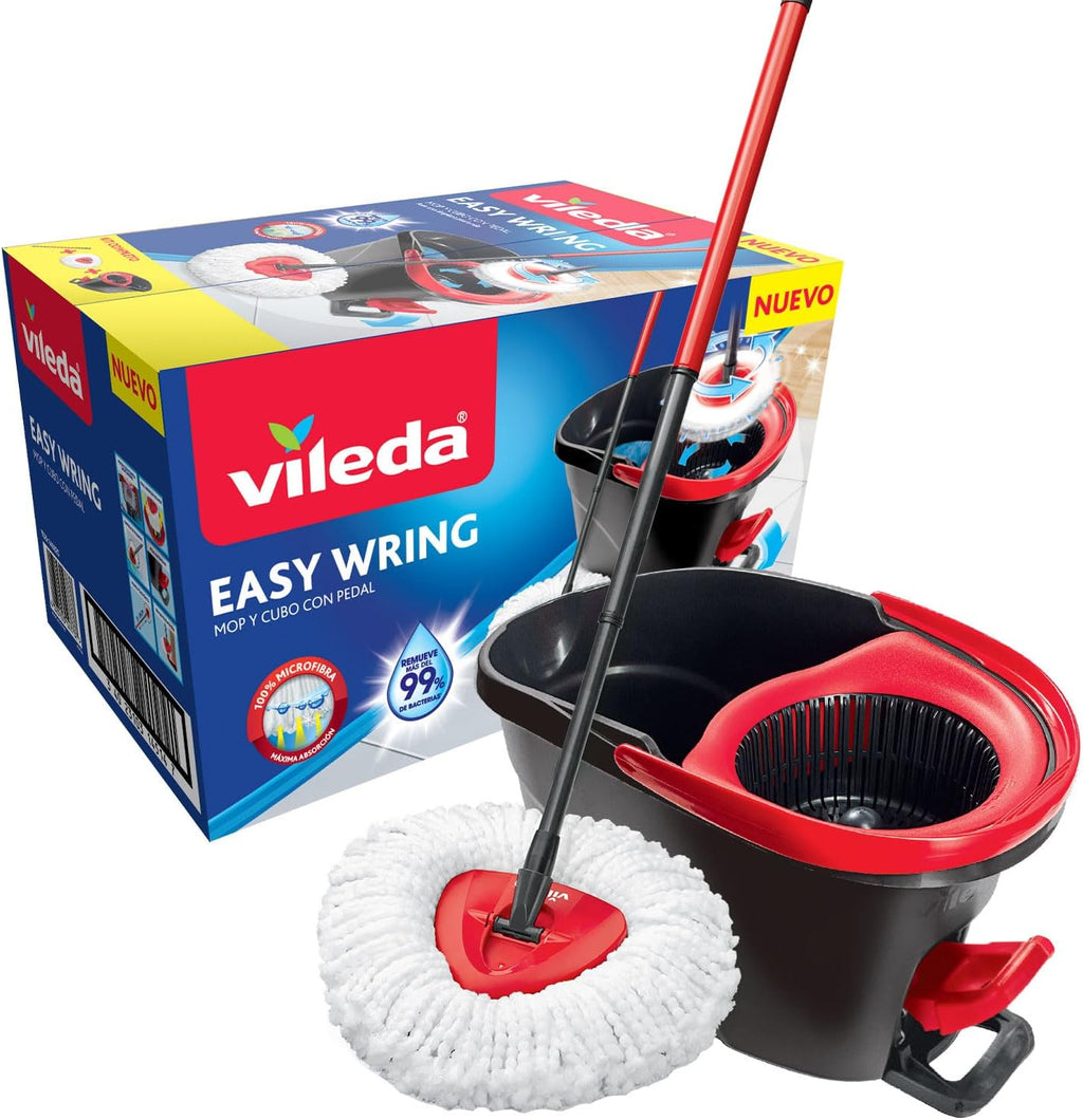 Vileda Easy Wring and Clean Microfibre Mop and Bucket with Power Spin Wringer