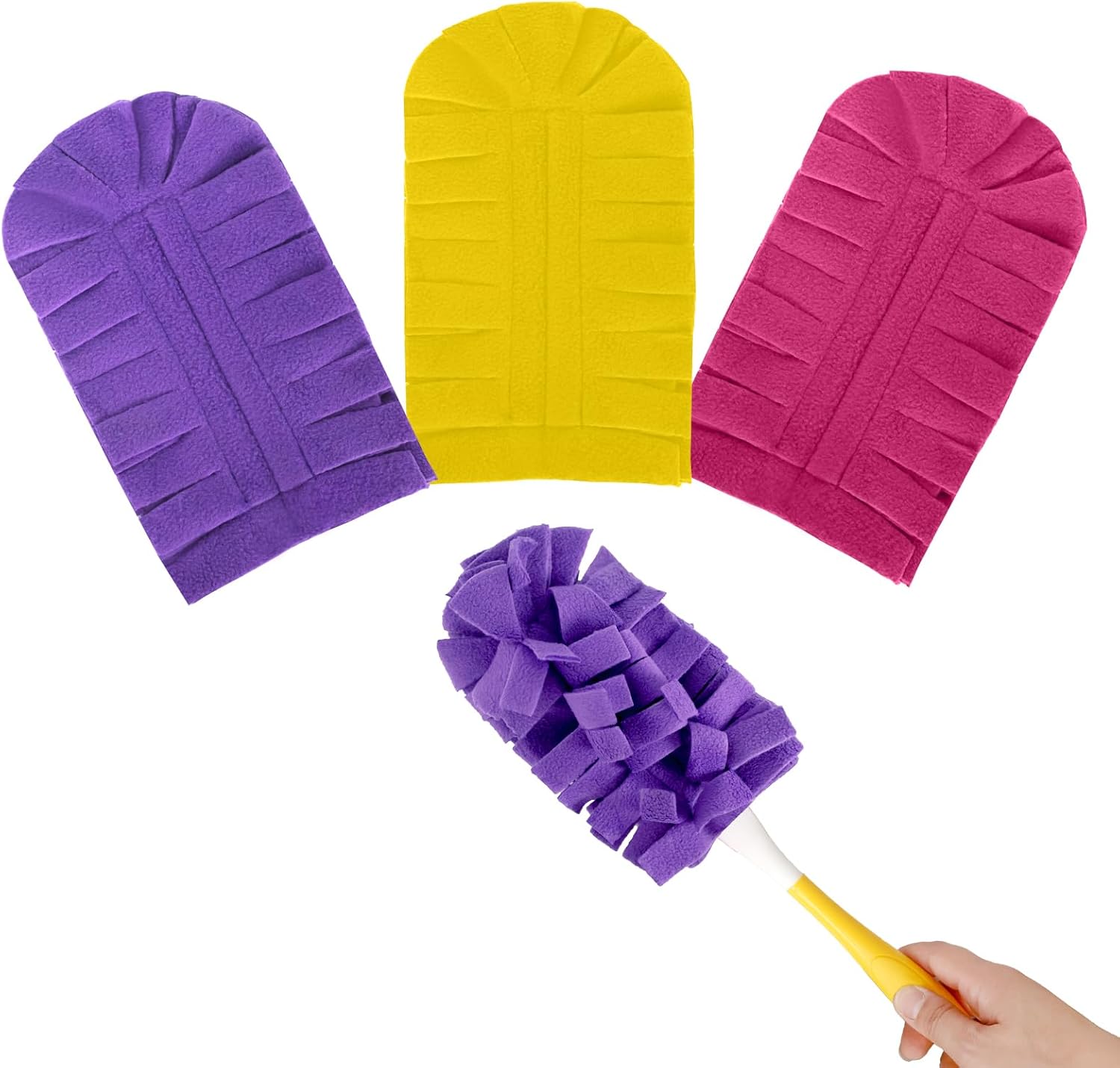 Reusable Duster Pads Compatible with Swiffer Hand Duster, 360 Duster Refill, Dusters Heavy Duty Refills, Microfiber Dusters Refills for Blinds, Car, Furniture, Fans, 3 Pack (Handle is Not Included)
