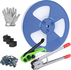 Banding Strapping Kit with 1/2" x 3200" Polypropylene (PP) Band 100 Metal Seals 20 Plastic Edge Protectors Tensioner Sealer Tool Glove for Pallet Box Packaging