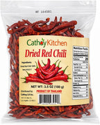 Cathay Kitchen Pure Dried Red Chili Peppers – All-Natural, Stemless, Authentic Thai Chilies from Thailand, Spicy Hot, for Cooking, Soups and Curries | 3.5 Oz (100 g)