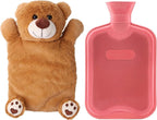 HomeTop Premium Classic Rubber Hot or Cold Water Bottle with Cute Stuffed Bear Cover