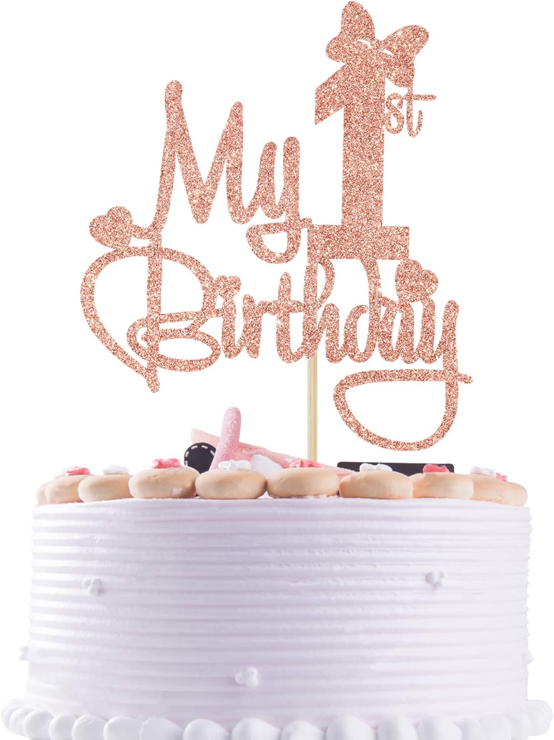 Rose Gold Glitter My 1st Birthday Cake Topper, Miss Onederful/Happy 1st Birthday/Wild One, Funny Baby Shower Party Decorations Supplies