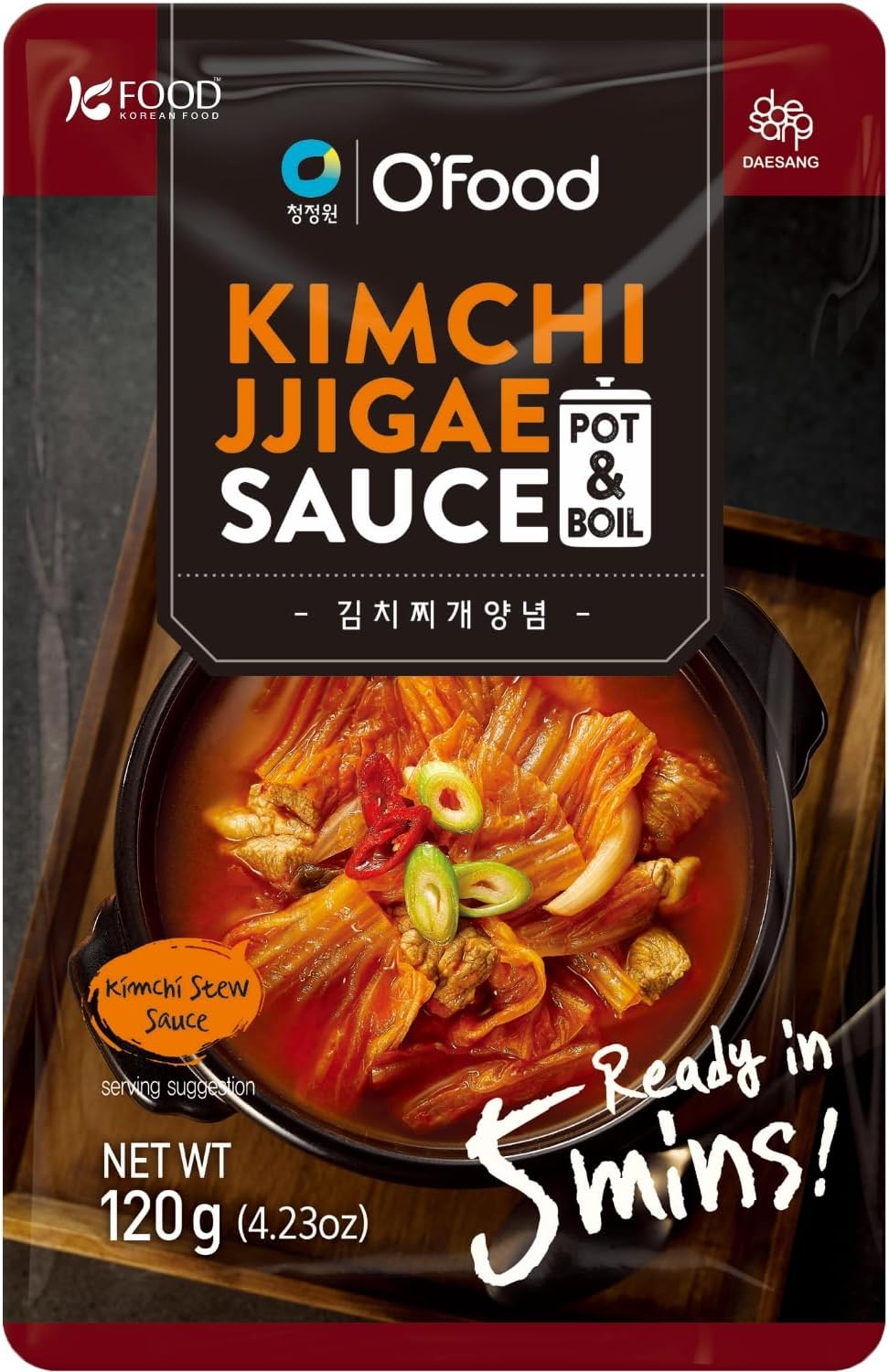 Korean Food O'Food Kimchi Jjigae Sauce – Spicy Kimchi Stew Base, Easy 5-Minute Cook Korean Soup Broth, Authentic Korean Flavor, 4.23oz (120g)