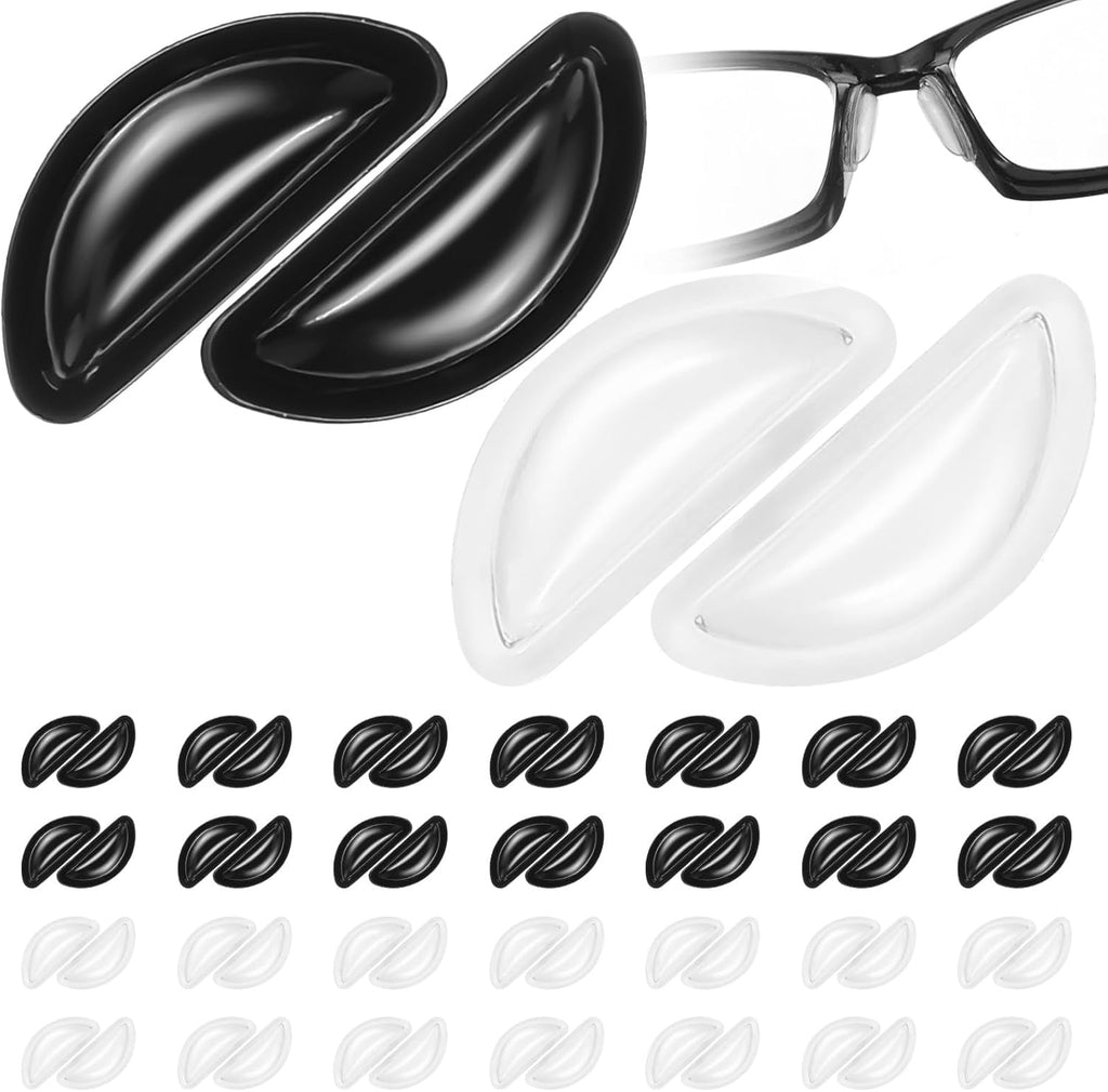 30 Pairs Eyeglass Nose Pads, Nose Pads for Glasses Noses Pad for Glass Anti Slip Noses Bridge for Glasses Adhesive Replacement for Sunglasses D-Shaped Adhesive Cushions Silicone Black White