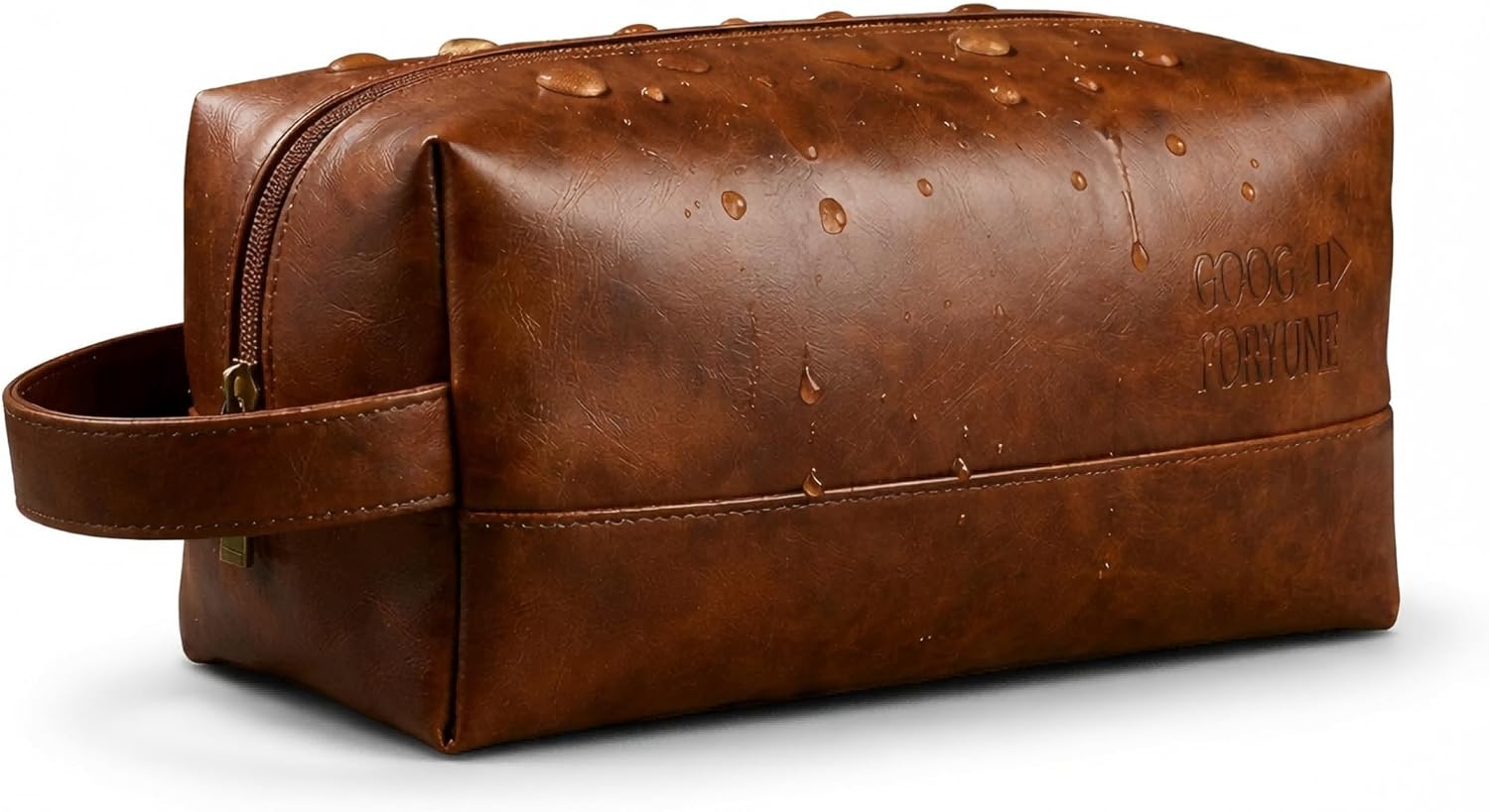 Men’s Toiletry Bag PU Leather Travel Dopp Kit – Water-Resistant Shaving Organizer with Large Opening, Portable Bathroom Wash Bag for Travel & Gym Trip Toiletry Case (Brown)