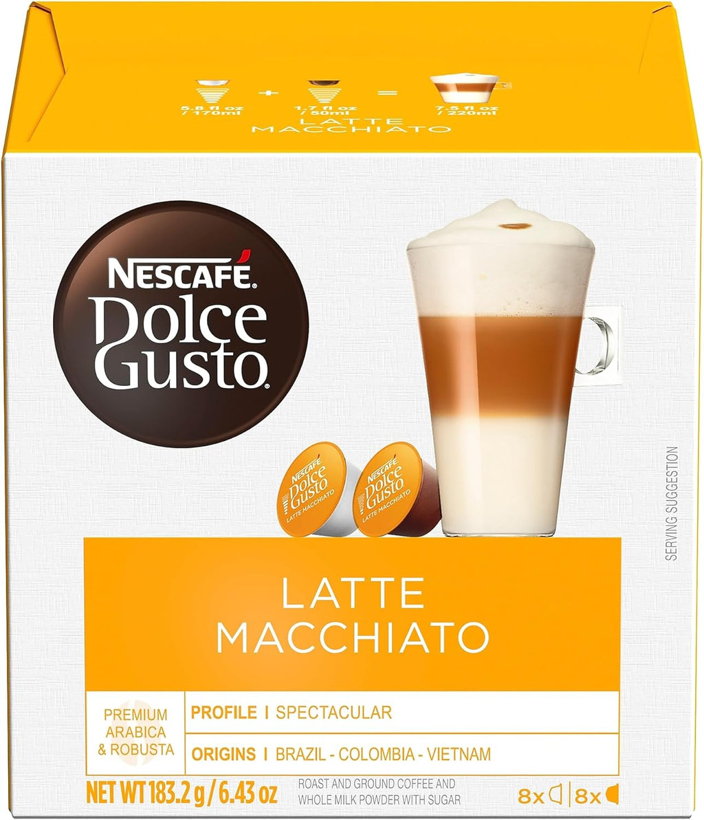 Nescafe Dolce Gusto Latte Macchiato Coffee, 16 Capsules/Box (NES27326)