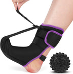 Plantar Fasciitis Night Splint Sock with Massage Ball for Tension Relief, Alleviate Pain from Plantar Fasciitis, Arch Pain, Heel Spur, Foot-drop and Achilles Tendonitis, Soft and Comfortable Foot Brace for Men and Women, Large-Purple