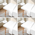 FAHKNS 4 Sets Premium Microfiber Massage Table Sheets Set, 3 Piece Set Ultra-Light Massage Table Cover, Soft Massage Sheets Sets Include Flat Sheet, Fitted Sheet, and Massage Face Rest Cover, White