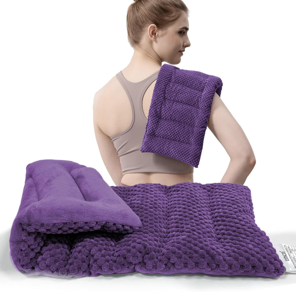 Microwave Heating Pad 16x7 inches Microwavable Heat Pack for Muscle Pain Relief Moist Rice Clay Bean Bag Pack Heat Therapy for Shoulders, Lower Back, Abdomen Cramps Hot Cold Compress Reusable 1.8 LBS
