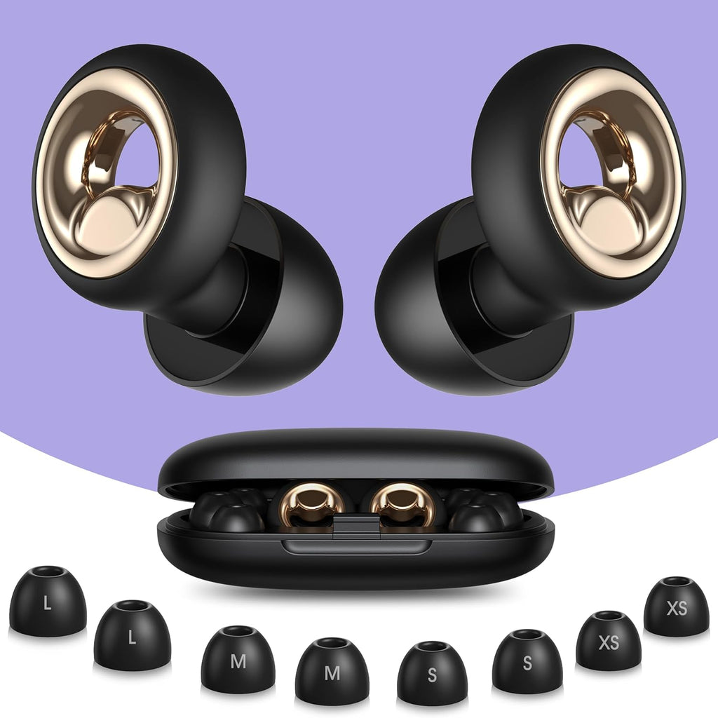 Ear Plugs for Sleeping, 45dB Noise Cancelling Ear Plugs, Reusable Silicone Earplugs for Noise Reduction with 8 Tips, Soft Earplugs for Snoring, Side Sleepers, Concerts, Travel, Work (Black)