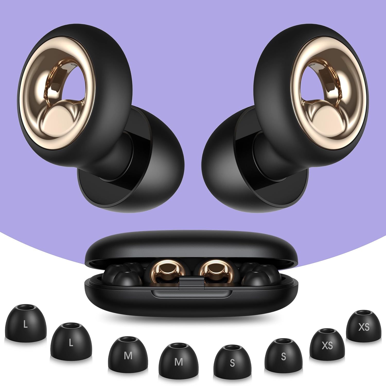 Ear Plugs for Sleeping, 45dB Noise Cancelling Ear Plugs, Reusable Silicone Earplugs for Noise Reduction with 8 Tips, Soft Earplugs for Snoring, Side Sleepers, Concerts, Travel, Work (Black)