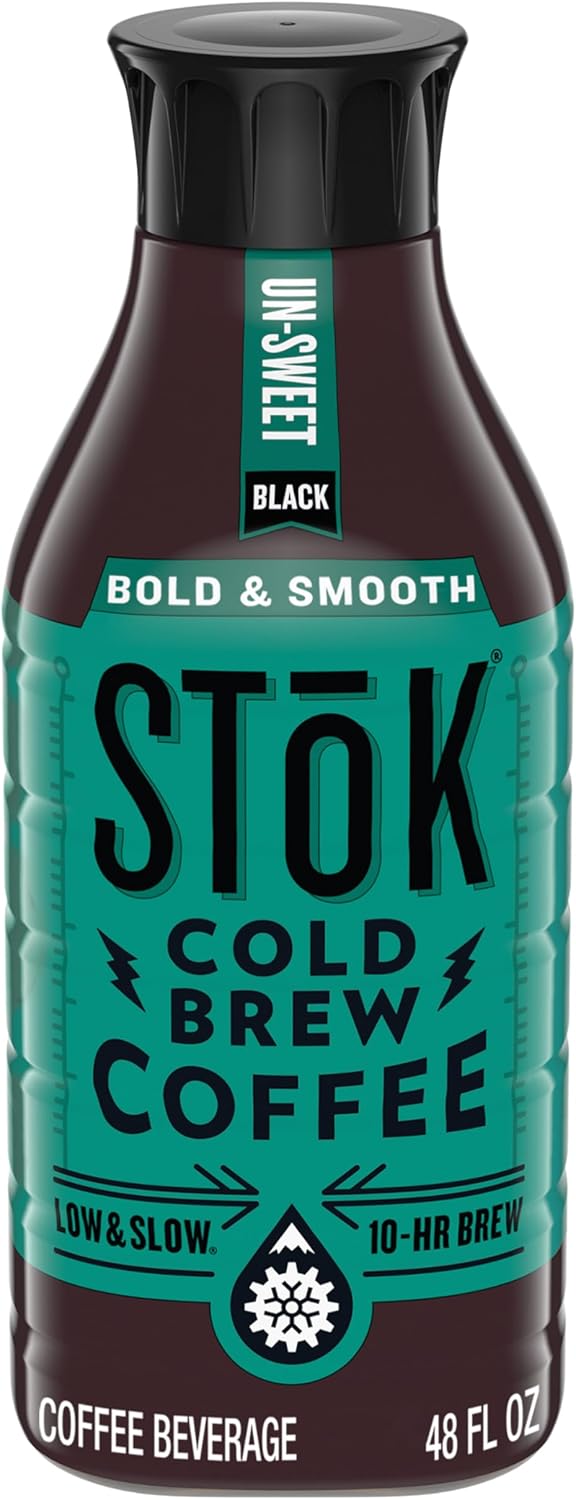 SToK Bold & Smooth Black Unsweetened Cold Brew Coffee, Ready to Drink Bottled Coffee, 48 fl oz