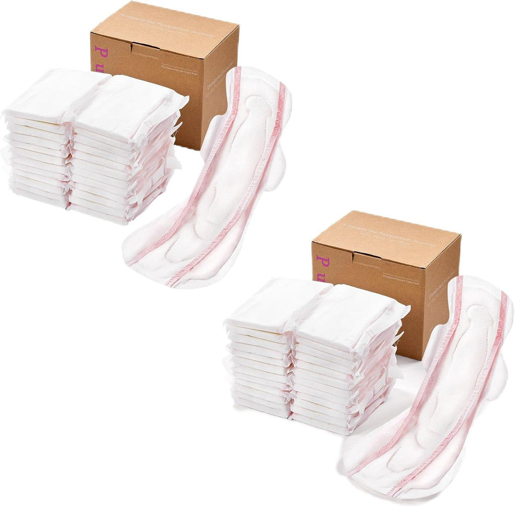 PurComfy Premium Postpartum Pads with Wings, Large Maximum Absorbency Postpartum Maternity Pads Ultra Soft Heavy Flow Secure Leak Protection After Birth, 48 Ct