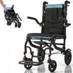Wheelchairs for Adults with Adjustable Height,Transport Chair Lightweight Foldable with Telescopic Handle,8 inch Honeycomb Rear Wheels Shock-Absorbing Foldable Footrest Armrests,Holds 220 LBS