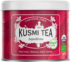 Kusmi Tea - AquaRosa - Organic Herbal Tea with Hibiscus & Berries - Caffeine Free Herbal Tea - Enjoy Hot or Iced - Loose Leaves - Tin Box of 3.5 oz - Quantity for about 50 cups