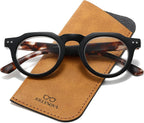 JOLLYNOVA HD7 Reading Glasses RT95, Round Blue Light Blocking Readers, Lightweight, Spring Hinge, UV Protection