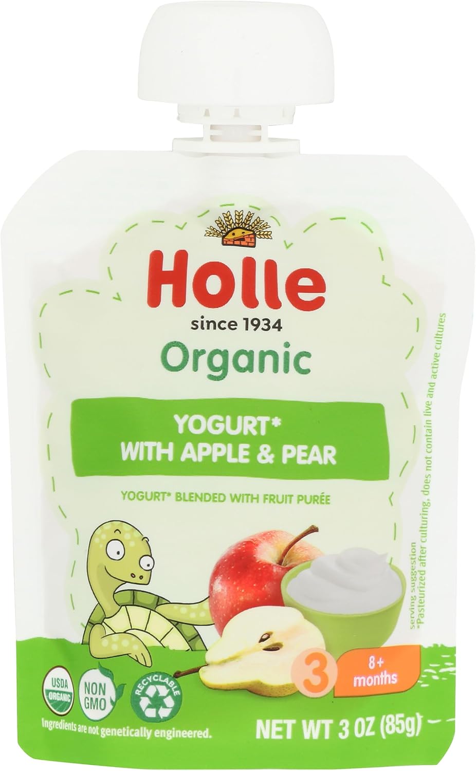 Holle, Baby Food Yogurt Apple Pear Organic, 2.9 Ounce
