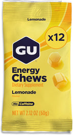 GU Energy Chews, Lemonade Energy Gummies with Electrolytes, Dairy-Free, On-The-Go Energy for Any Workout, 12 Bags (24 Servings Total)