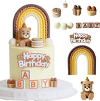 Teddy Bear Cake Topper，Bear Birthday Decorations,Baby Shower Cake Topper,We Can Bearly Wait Cake Decorations.