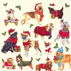 Ideal Home Range Boston International IHR 3-Ply Paper Napkin, 20-Count Cocktail Size, Christmas Dogs
