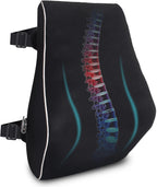 Keemall Lumbar Pillow Back Cushion Inflatable - Lumbar Support for Back Rest Office Chair Car Seat Travel and Home Ergonomic Design Lower Back Pain Relief (Black)