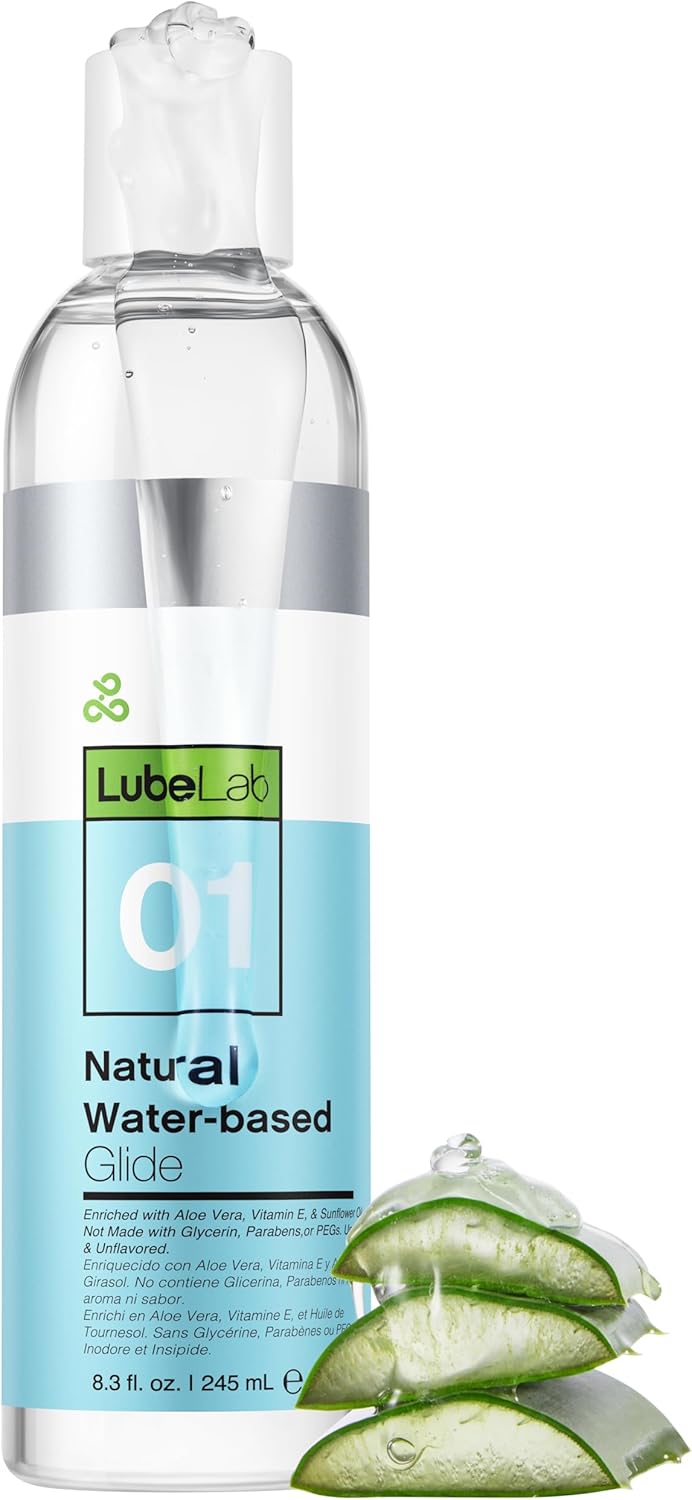 Lubelab Waterbased Lube 8.3 Fl Oz. Personal Lubricant w/Aloe & Vitamin E, Hypoallergenic, Free of Paraben&Glycerin&PEGs, PH-Balanced, Natural Smooth Slippery Glide Gel for Couples, Men, Women