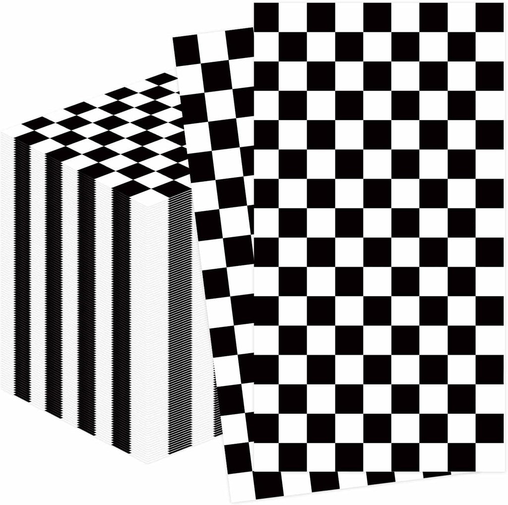 100 Pcs Black and White Checkered Dinner Napkins 3-Ply Race Car Napkins Disposable Guest Hand Towels for Bathroom Racing Party Birthday Checkered Flag Paper Napkin