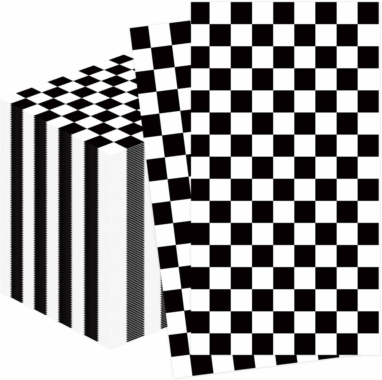 100 Pcs Black and White Checkered Dinner Napkins 3-Ply Race Car Napkins Disposable Guest Hand Towels for Bathroom Racing Party Birthday Checkered Flag Paper Napkin