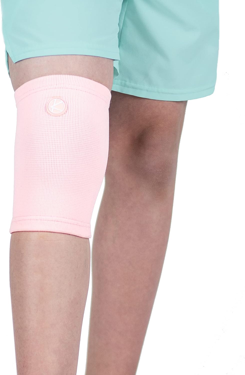 KARM Kids Knee Brace Sleeve - Youth Knee Compression Sleeve for Kids, Child - Support for Pain, Sports, Football, Basketball, Gymnastics, Recovery, Boys & Girls (Light Pink)