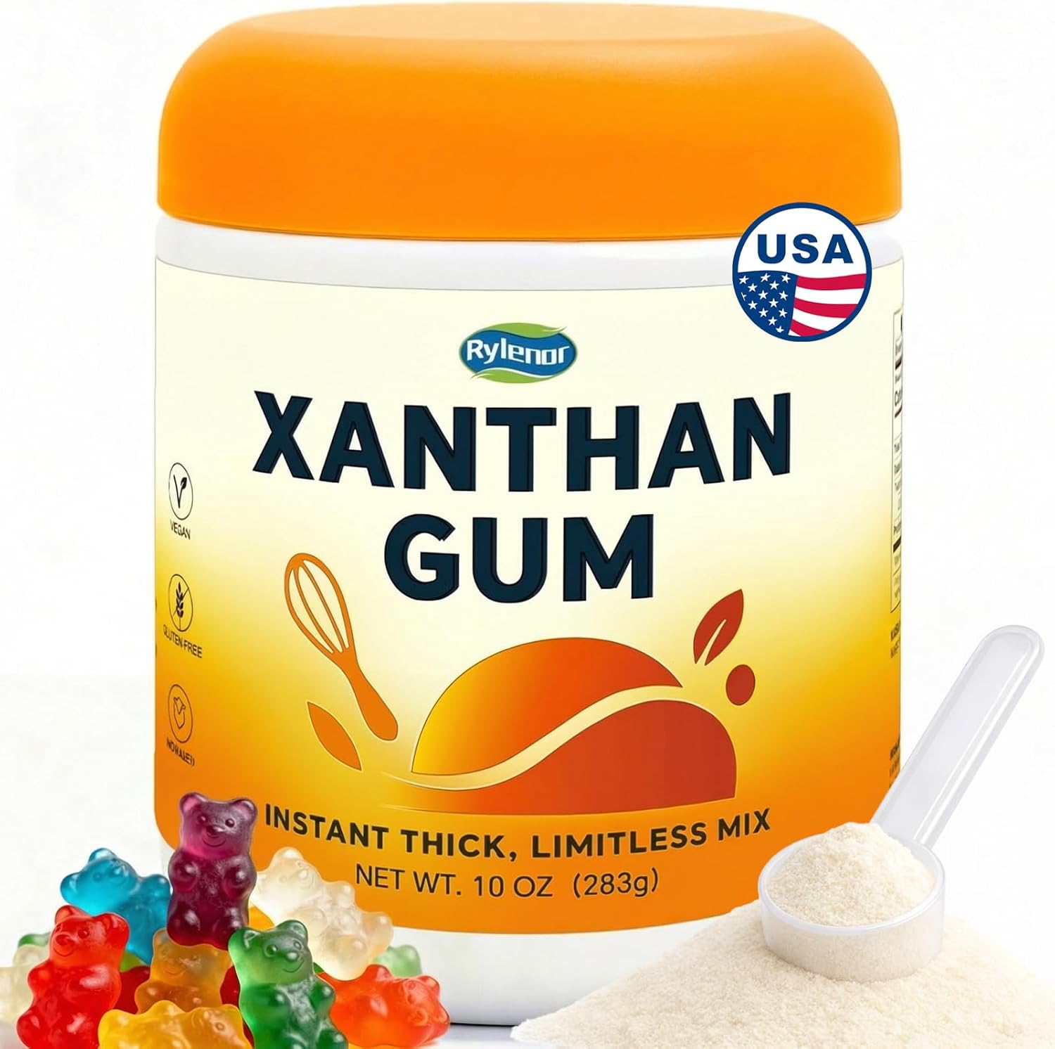 10 oz Food-Grade Xanthan Gum Powder, Pure Xanthan Gum for Baking Gluten Free, Xanthan Gum Thickener Suitable for Making Ice Cream, Cake, Yogurt, Candy