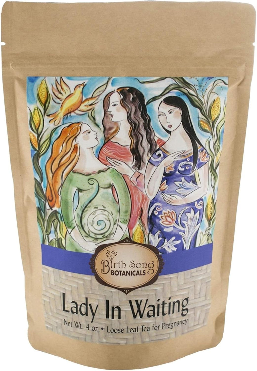 Birth Song Botanicals Lady in Waiting Pregnancy Tea – Organic Red Raspberry Leaf Tea for Third Trimester Support, Pregnancy Nausea Support, Birth Prep, and Postpartum Nourishment, 30 Servings