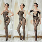 Ladies Sexy Lingerie Bodysuit, Black Lace Pantyhose, Fishnet See-Through Stockings for Women 3 Pairs