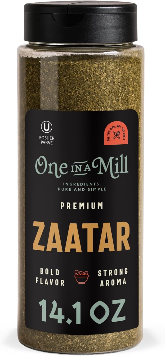 ONE IN A MILL Premium Za’atar Zaatar Spice Blend | Authentic Herb & Sesame Seasoning Mix | Freshly Blended, All-Natural Ingredients | No Preservatives | Rich Aroma & Bold Flavor 14.1-ounce Jar