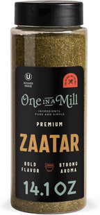 ONE IN A MILL Premium Za’atar Zaatar Spice Blend | Authentic Herb & Sesame Seasoning Mix | Freshly Blended, All-Natural Ingredients | No Preservatives | Rich Aroma & Bold Flavor 14.1-ounce Jar