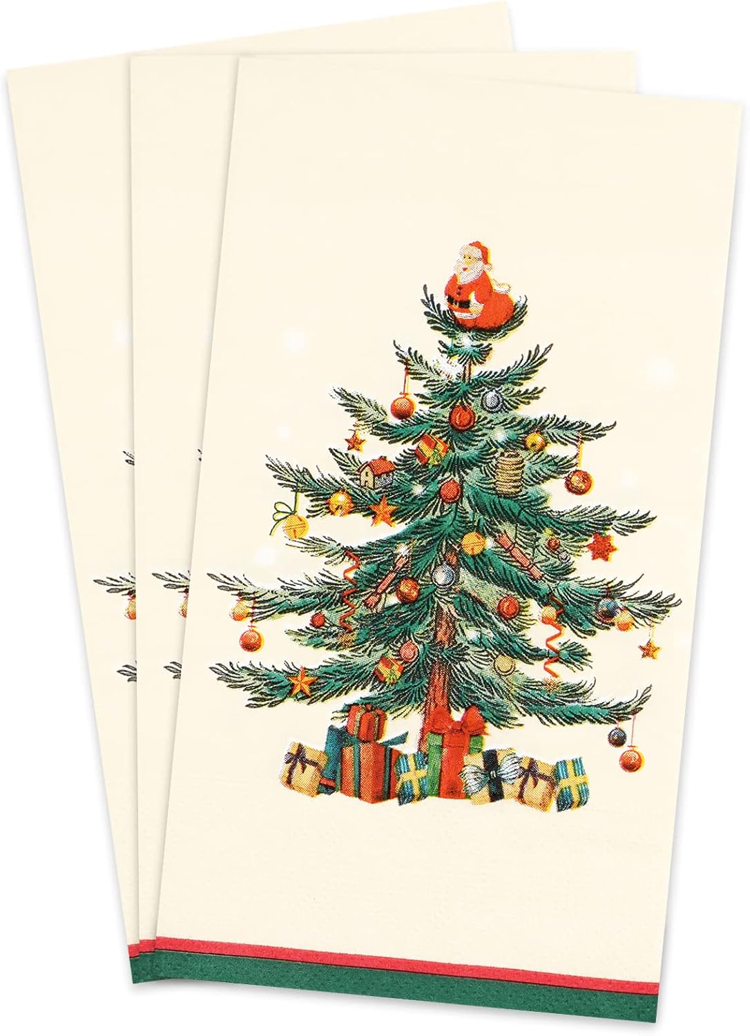 Homlouue 100 PCS Christmas Napkins Disposable, 3 Ply Paper Christmas Tree Napkins, Decorative Napkin for Bathroom Home Kitchen Dinner, Guest Paper Hand Towels for Xmas Winter Holiday Party Supplies