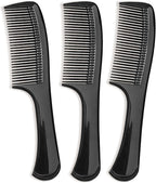 3PCS Wide-Tooth Comb Set, Detangling & Styling Comb, with Ergonomic Grip for Medium & Thick Hair, Salon-Style, for Men & Women(Black)