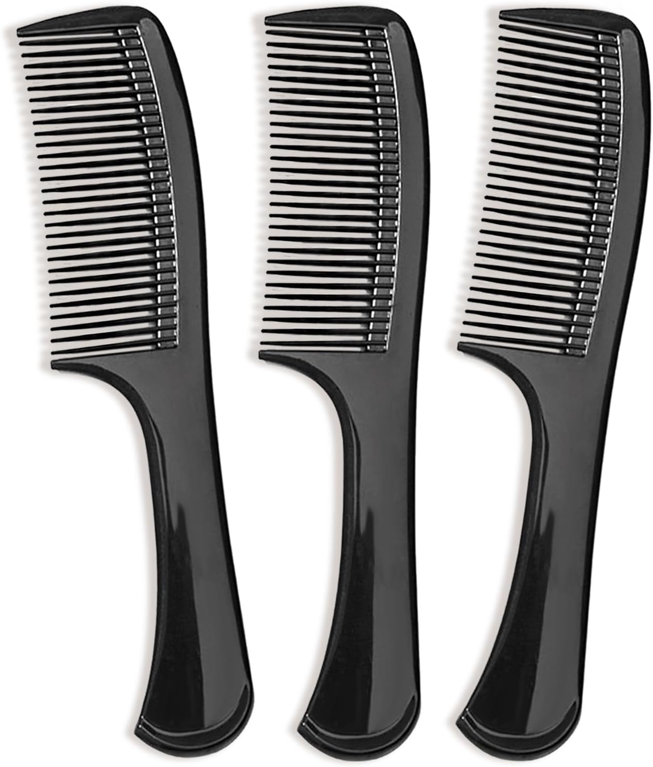 3PCS Wide-Tooth Comb Set, Detangling & Styling Comb, with Ergonomic Grip for Medium & Thick Hair, Salon-Style, for Men & Women(Black)