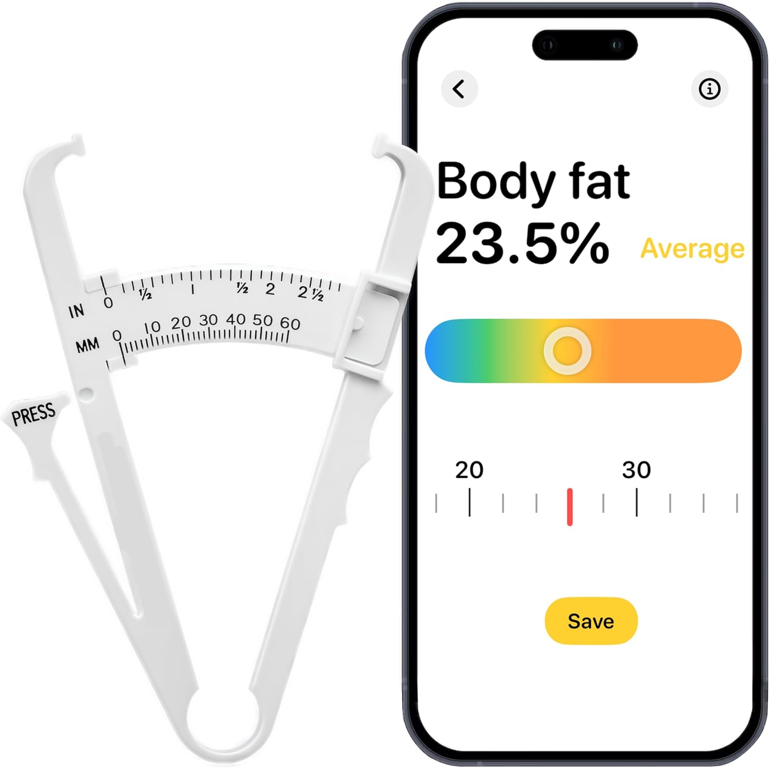 Body Fat Caliper – Skinfold Caliper Body Fat Measurement Device with App