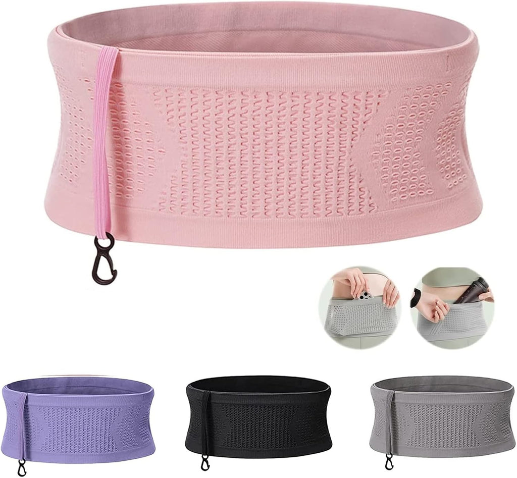 2023 New Multifunctional Knit Breathable Concealed Waist Bag, Running Pack, Adjustable High-capacity Running Fanny Pack, Suitable for Female Male Outdoor Activities Running Fanny Pack (Pink, 4-XL)
