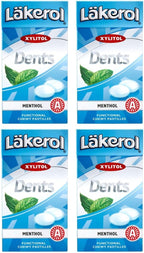 4 Boxes X 36g of Läkerol Dents Menthol - Sugar Free - Xylitol - Pastilles Lozenges Dragees Drops Candy Sweets (Sweden)