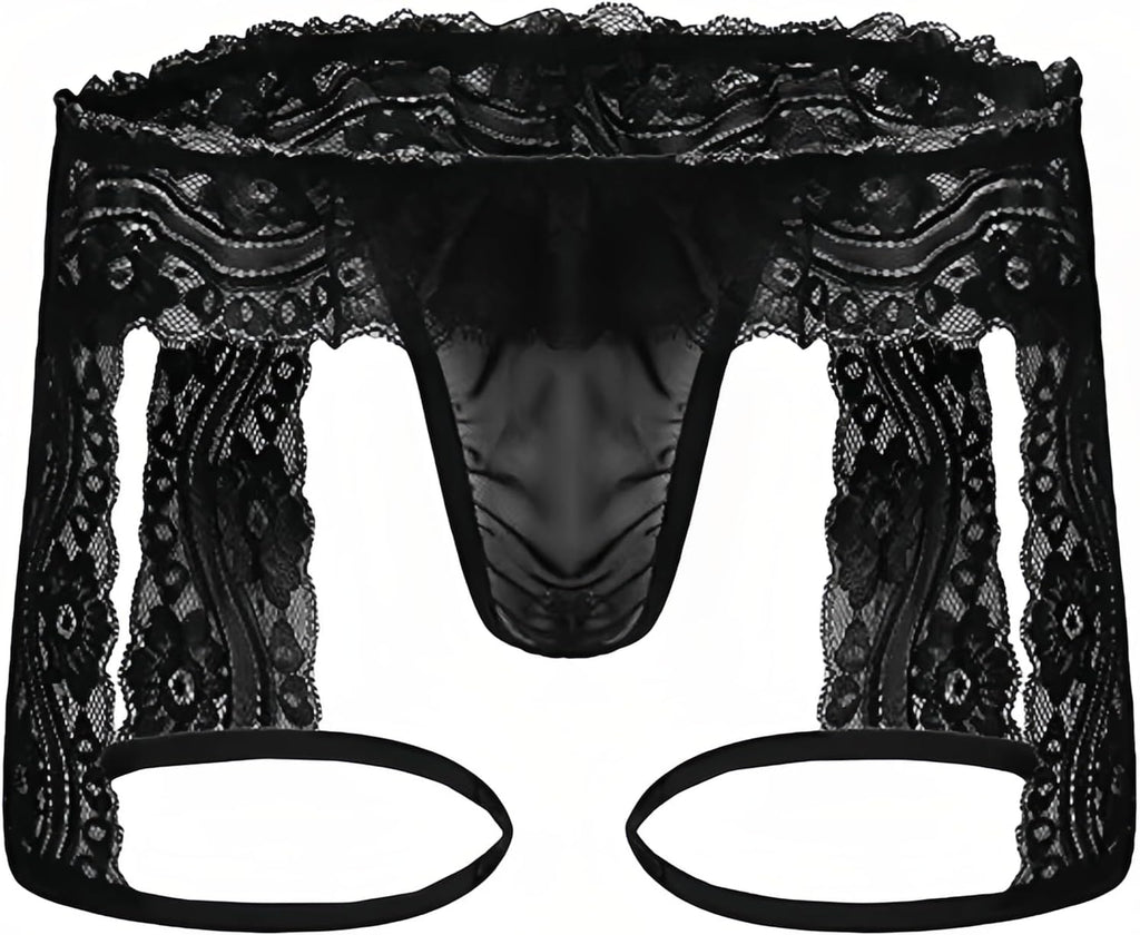 Men's Lace Underwear Sexy Boxer Briefs - Sheer Mesh Low-Rise Panties with 3D Pouch, Comfortable & Breathable