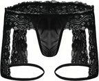 Men's Lace Underwear Sexy Boxer Briefs - Sheer Mesh Low-Rise Panties with 3D Pouch, Comfortable & Breathable