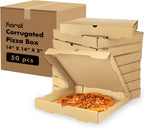 Karat Pizza Boxes 14" x 14" x 2" [50 Pack] Kraft Corrugated Boxes | Ventilated, Grease-Resistant, Durable for Pizza, Catering or Shipping Use