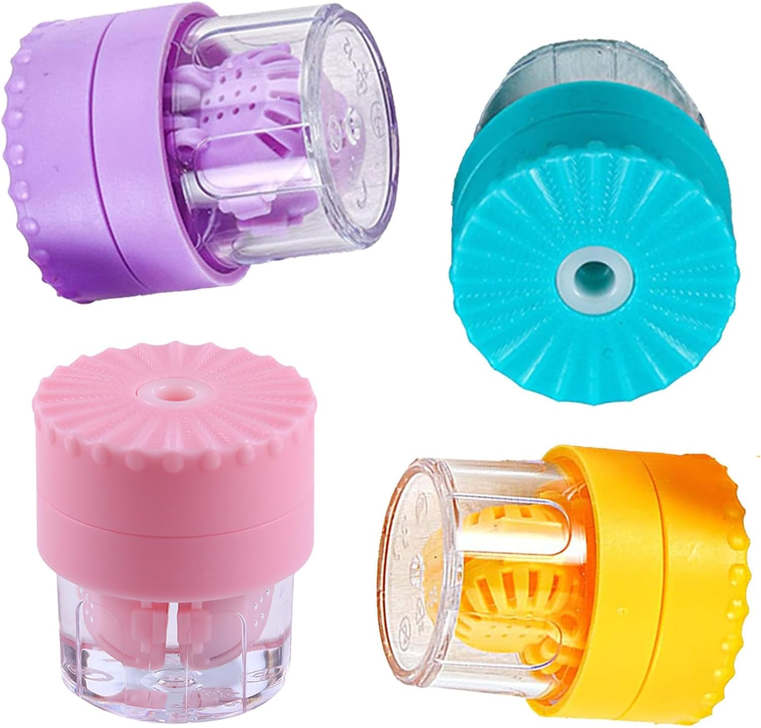 4Pc Manually Contact Lens Cleaning Machine - Washer, Plastic Lens Cleaner Case, Rotary Desprotein Travel