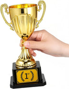 7.48" Gold Plastic Trophy Award with Pre-Attached 1st Place Label, Small Winner Cup for Kids Sports, Parties, School Competitions
