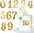 10 Pcs Gold Acrylic Number Cake Toppers for Birthday Party Wedding Anniversary, 0-9 Number Cupcake Decoration Sets for Birthday Cake Toppers Wedding Baby Shower