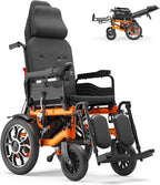 Reclining Electric Wheelchair for Adults, Adjustable 90°-160° Backrest, 16" Alloy Wheels, 5-Speed Mobility Scooter with USB Charging & LED Light, Detachable Footrest