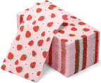 Janlaugh 100 Pcs Strawberry Paper Napkins Set Disposable Summer Fruit Paper Napkins Pink for Berry Sweet Strawberry Decoration Catering Event Birthday Summer Party Supplies